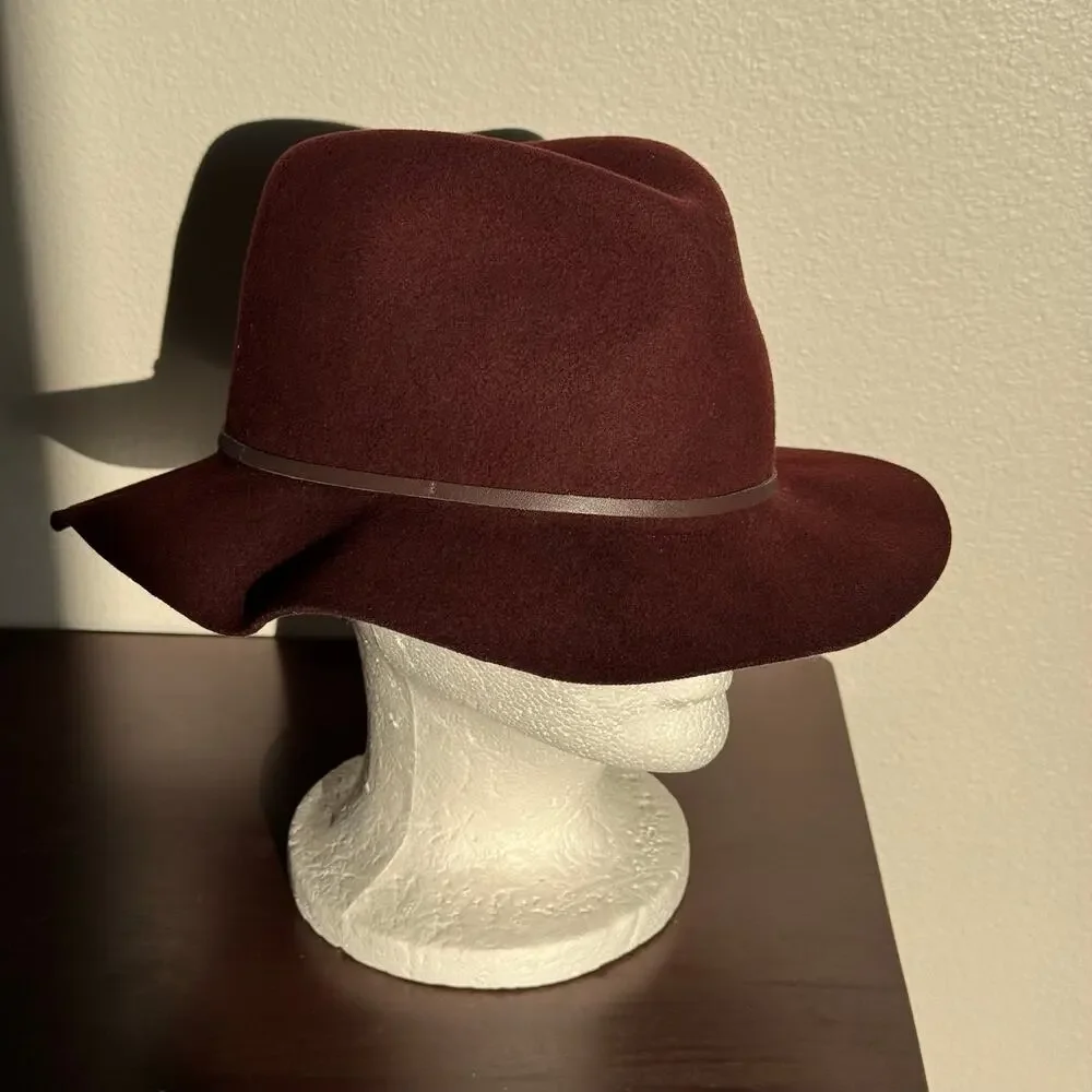 Bailey Poet Burgundy 100% Wool Fedora Hat Small Hollywood Vagabond Packable